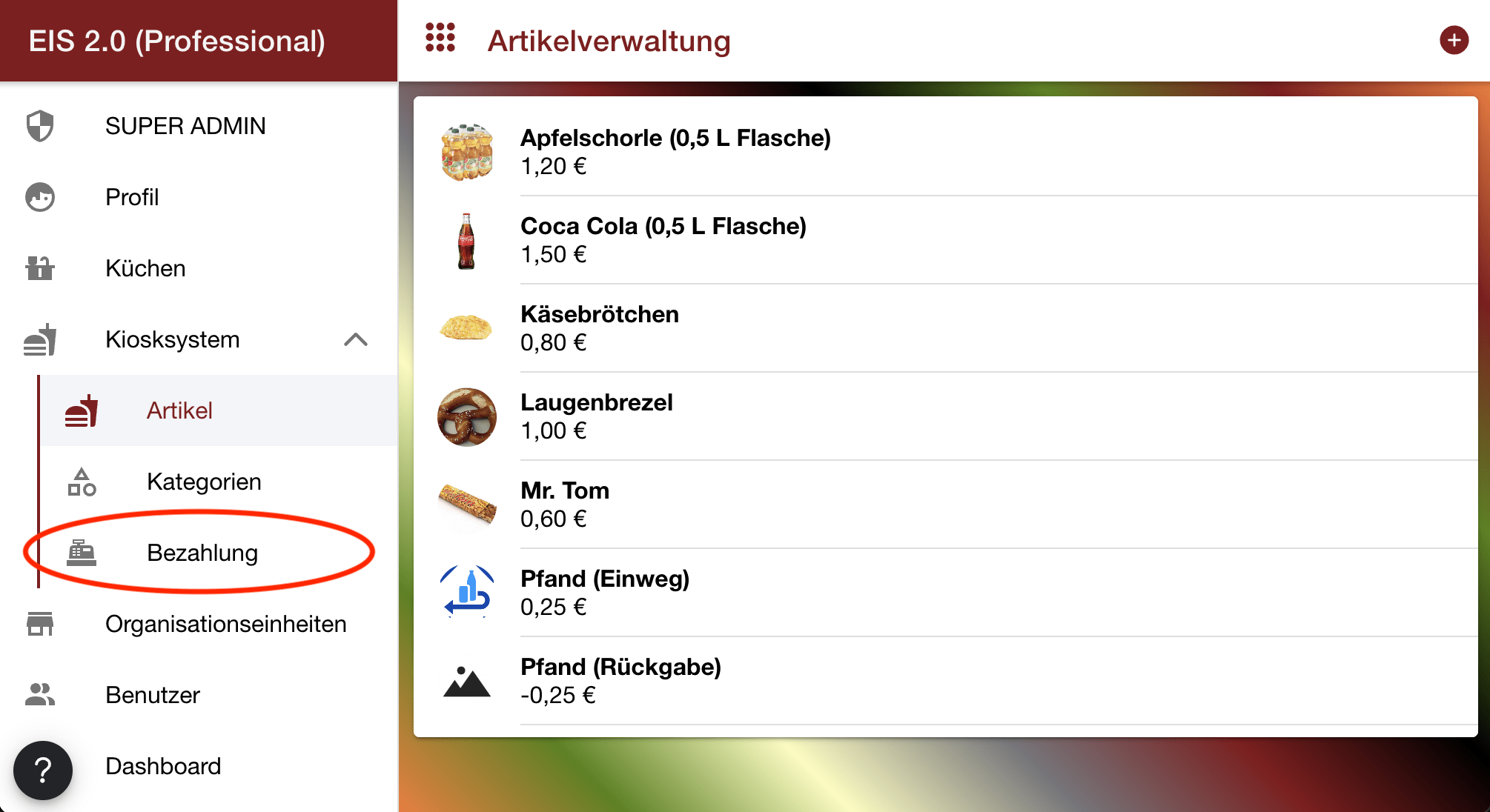 Zahlung & Abrechnung - EIS 2.0 Kiosk