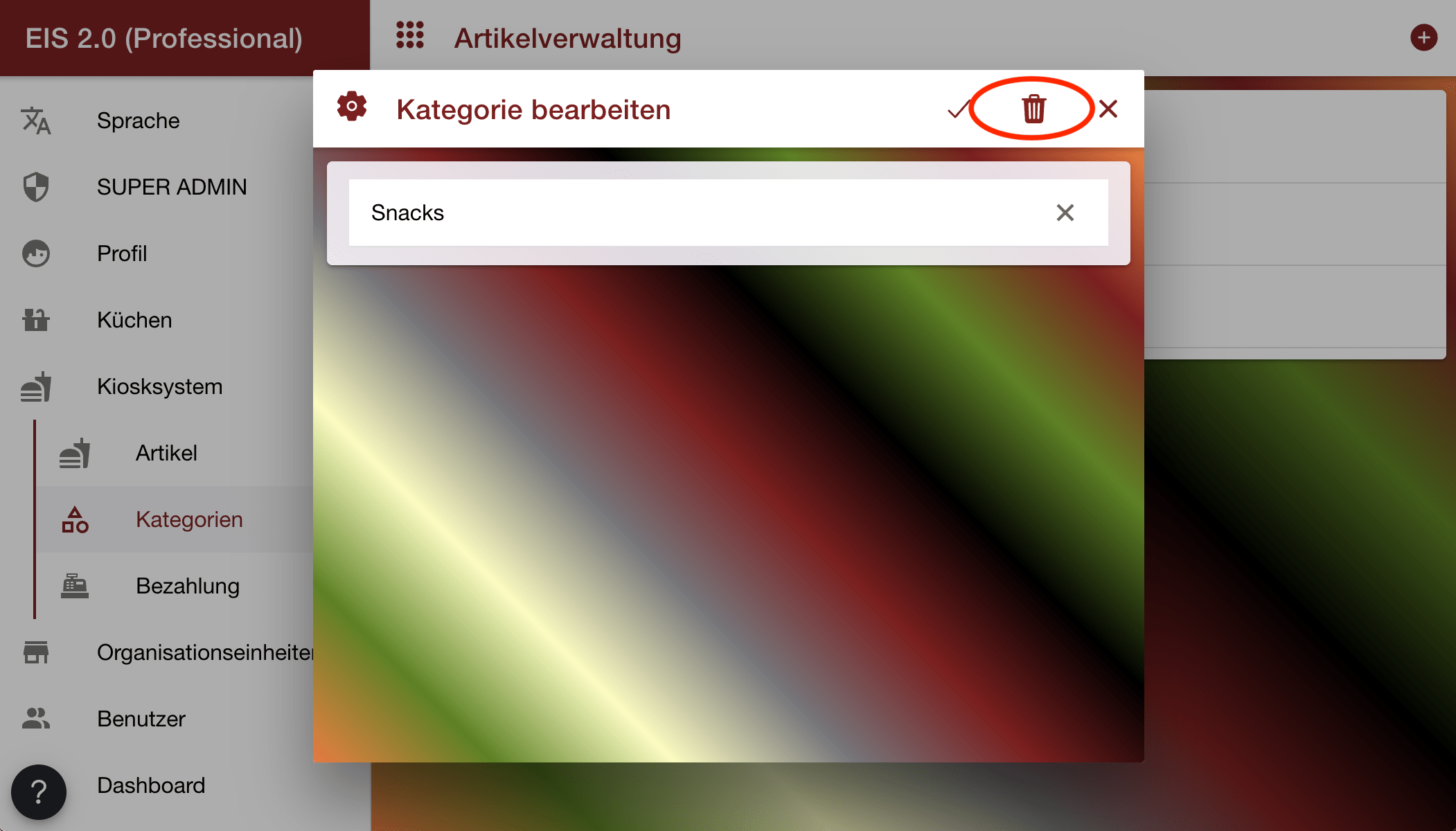 EIS 2.0 Kiosk - Kategorie löschen