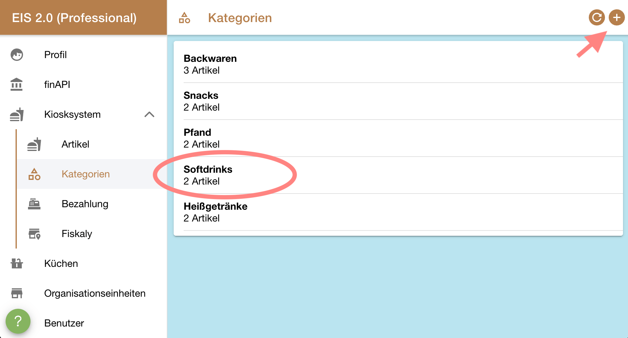 Kiosksystem Kategorien hinzufügen und bearbeiten