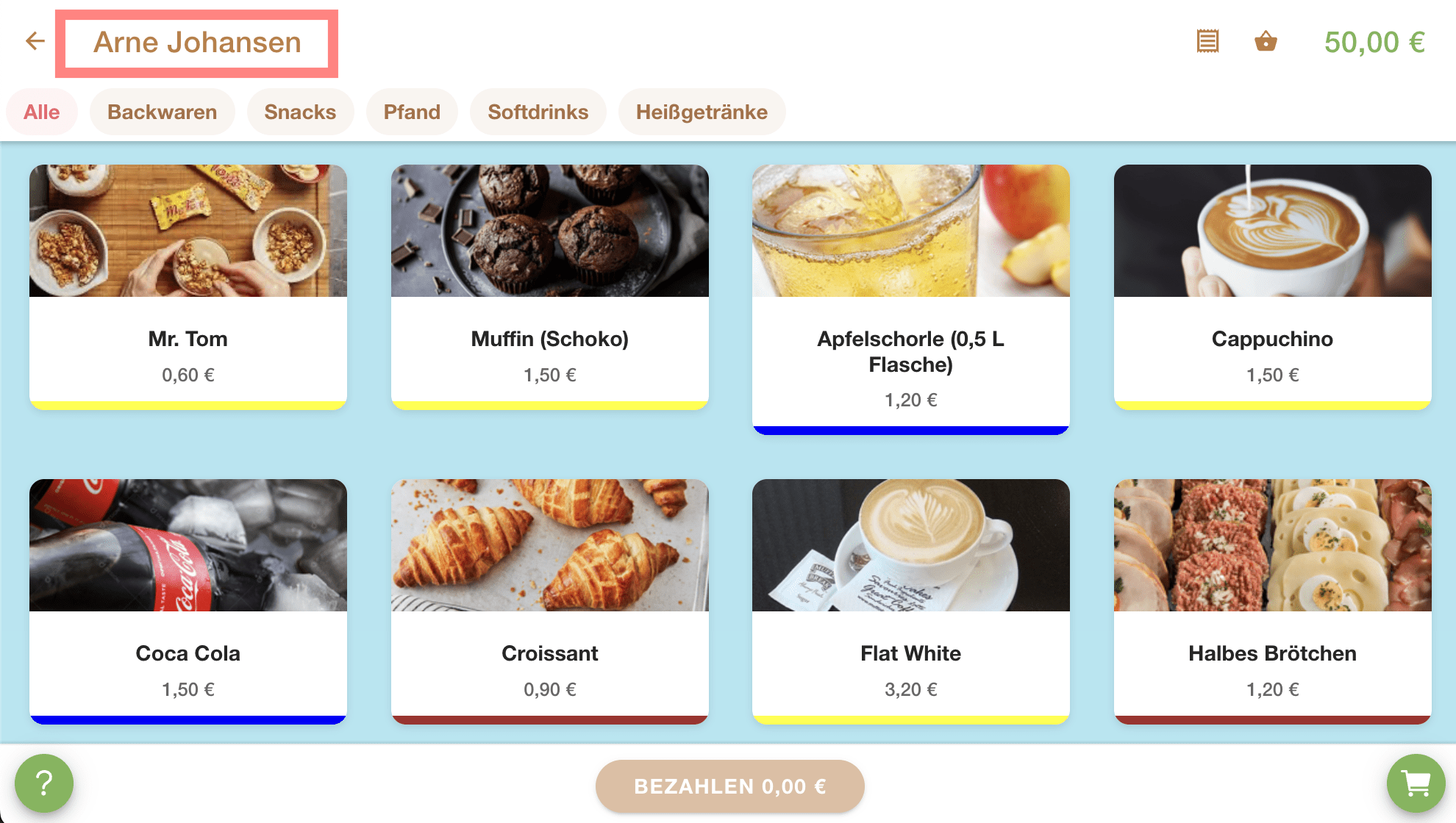 Kiosk Kasse Übersicht - EIS 2.0 mit ausgewähltem Empfänger