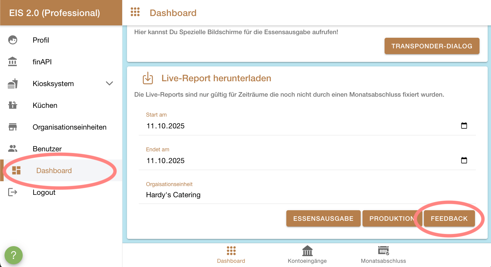 Live-Reports Feedbacksystem