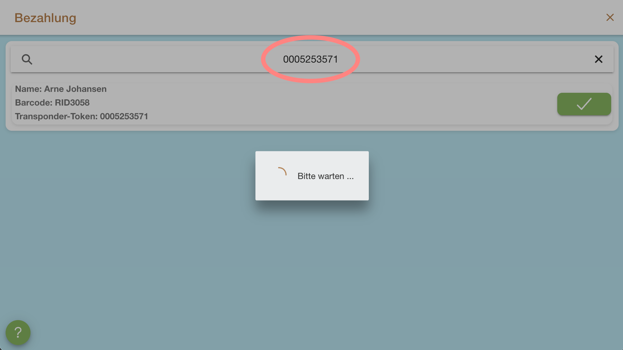 Empfängerauswahl Transponder Kiosksystem
